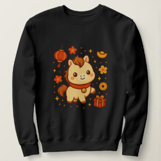 Sudadera Kawaii Horse of Fortune - Adorable New Year Gift