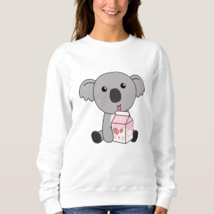 Sudadera Kawaii Koala retro Milkshake japonesa de fresa