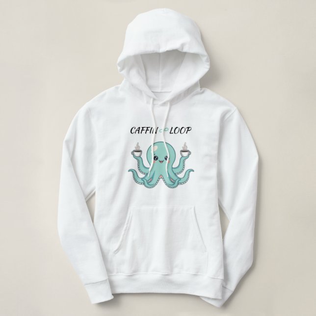 Sudadera Kawaii Octopus Coffee Sweatshirt Caffin Loop Cute (Diseño del anverso)