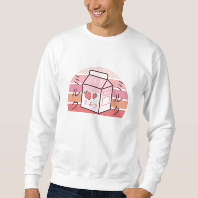 Sudadera Kawaii Retro De Vaca Japonesa De Fresa (Anverso)