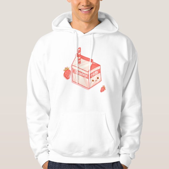 Sudadera Kawaii Strawberry Milk Carton - Cute Aesthetic Art (Anverso)