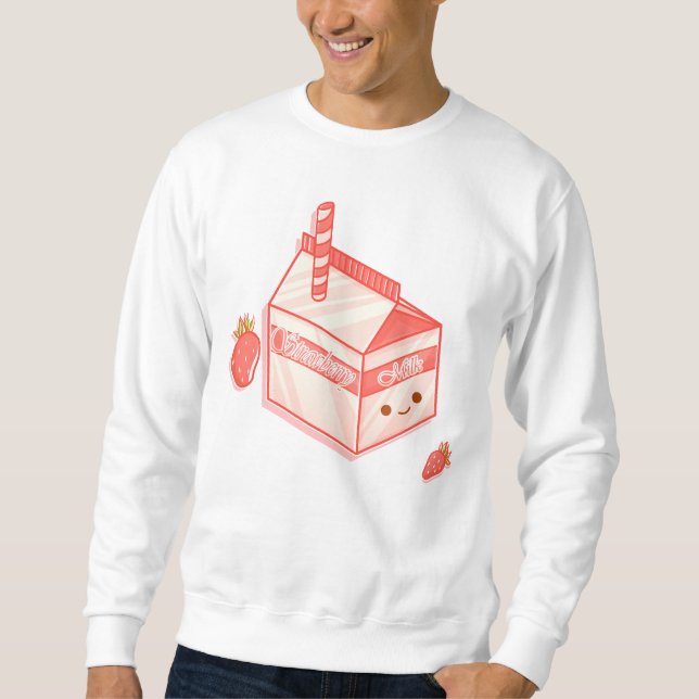 Sudadera Kawaii Strawberry Milk Carton - Cute Aesthetic Art (Anverso)