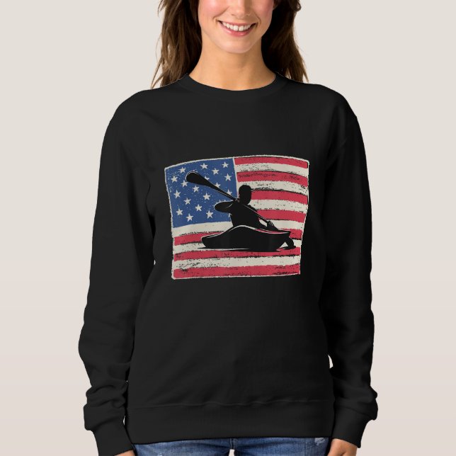 Sudadera Kayak for men gift kayaking american flag patrioti (Anverso)