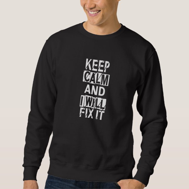 Sudadera keep calm and i will fix it Tradesman plumbing Pip (Anverso)