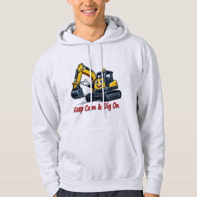 Sudadera Keep Calm Dig On Cute Excavator Men's Hoodie (Anverso)