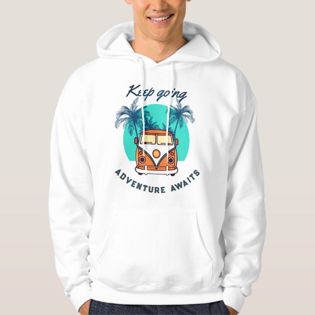 Sudadera Keep Going Adventure Awaits – Retro Van  (Anverso)