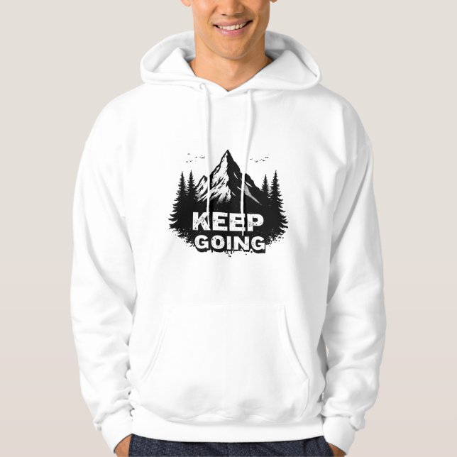 Sudadera Keep Going Hoodie – Minimal Motivational Typograph (Anverso)