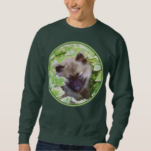 Sudadera Keeshond Puppy en el jardín pintando arte original