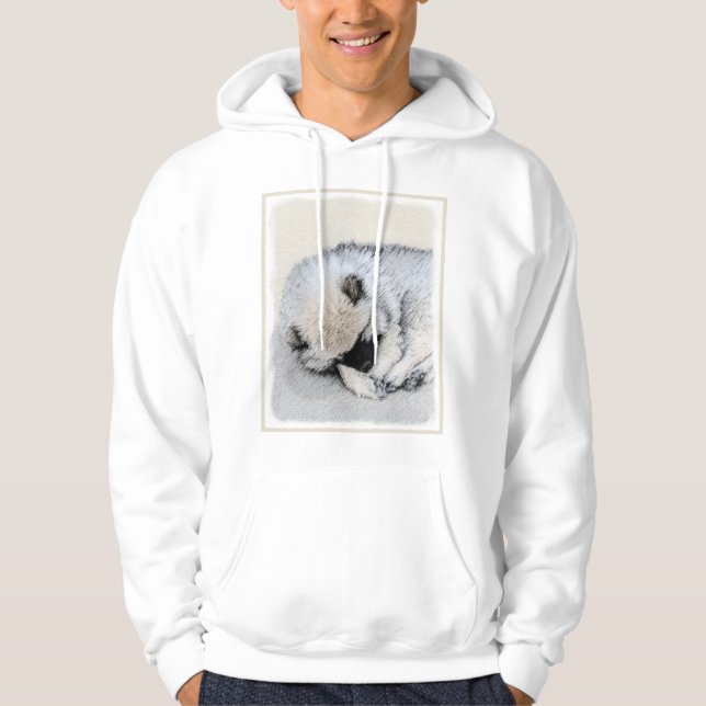 Sudadera Keeshond Sleeping Pinting Pintura Original De Perr (Anverso)