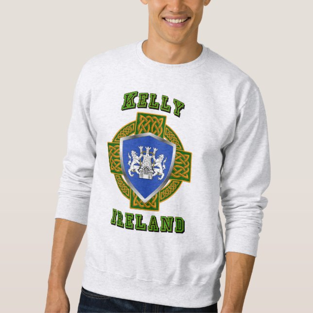 Sudadera Kelly/O'Kelly Irish Shield con Cruz Celta (Anverso)