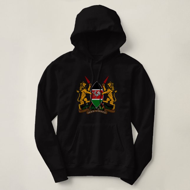 Sudadera Kenya Escudo de armas Afiche de la bandera de los  (Diseño del anverso)