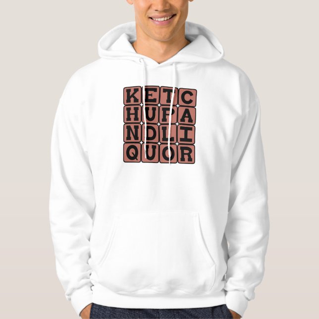 Sudadera Ketchup y licor, chiste de juego de palabras (Anverso)