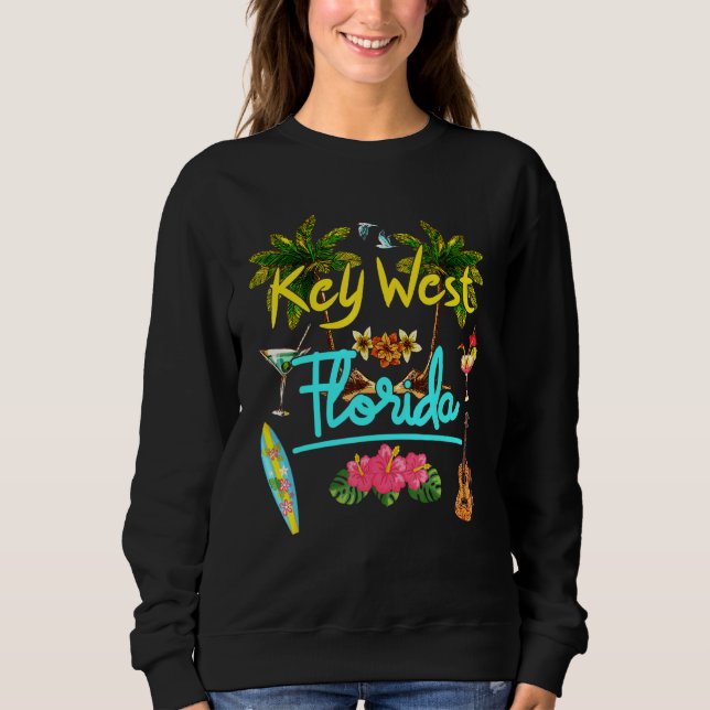 Sudadera Key West Florida Beach Summer Palm Surf Sun Set Pa (Anverso)