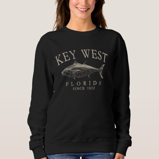 Sudadera Key West Florida Pesca Desde 1822 Arqueado Antiguo (Anverso)