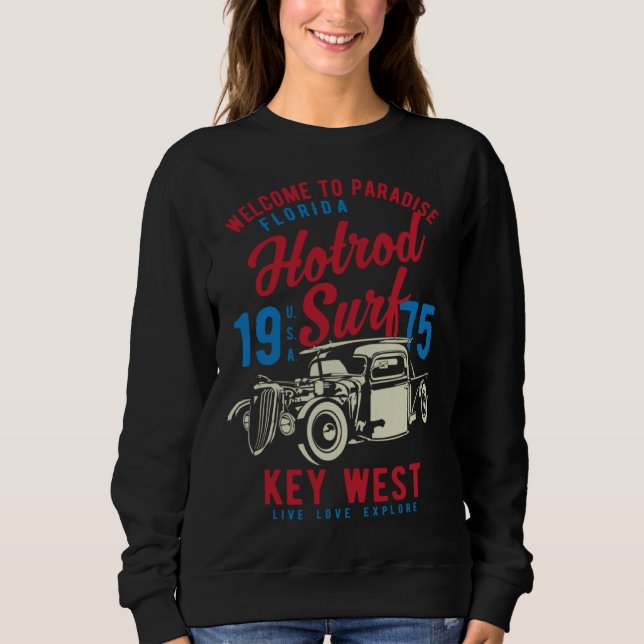 Sudadera Key West Florida Retro Hotrod Surf  3 (Anverso)