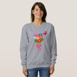 Sudadera Keychain de impresión crochet de flores