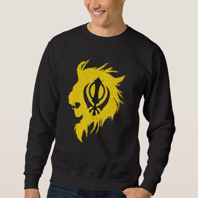 Sudadera Khanda Lion Kaur Punjabi Sikhism Sikh (Anverso)