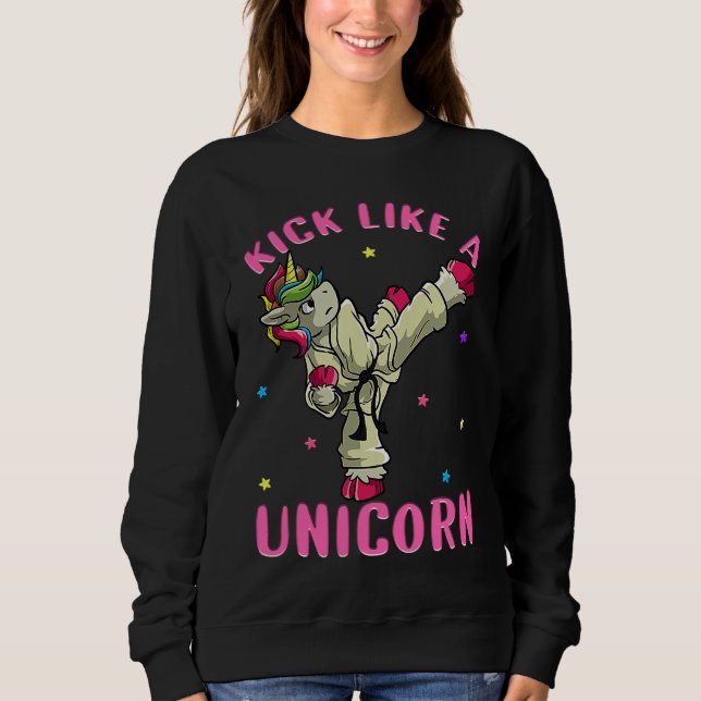 Sudadera Kick Like a Unicorn Female Taekwondo Student Tae K (Anverso)