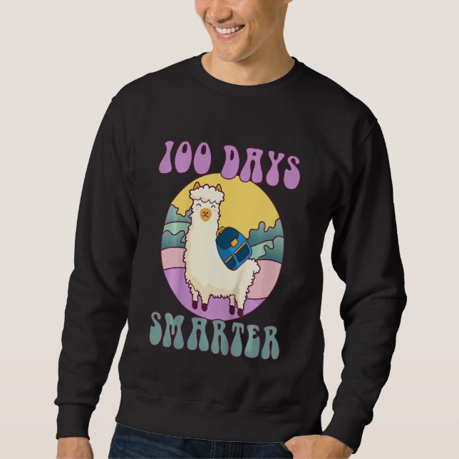 Sudadera Kids 100 days smarter, Cute llama Happy 100th Day  (Anverso)