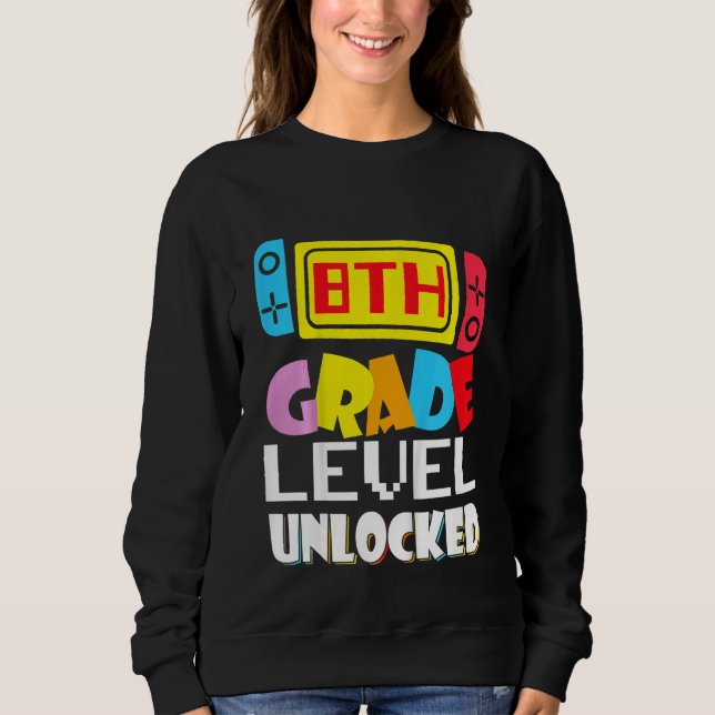Sudadera Kids 8th Grade Level Unlocked Video Gamer Back To  (Anverso)