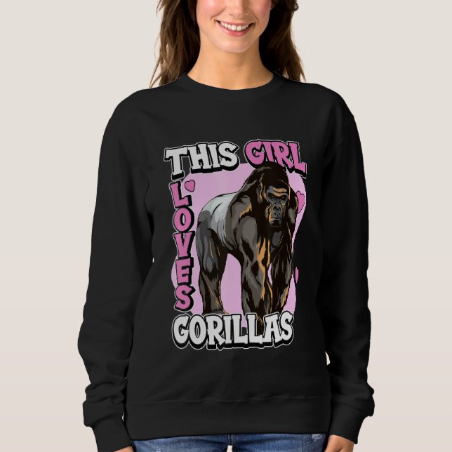 Sudadera Kids Gorilla Cita Apes A Este Chica Le Encantan Lo (Anverso)