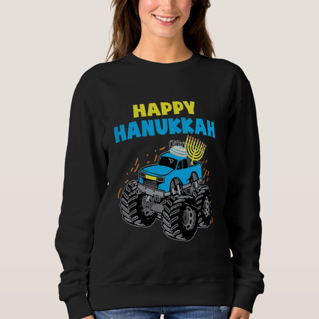 Sudadera Kids Happy Hanukkah Monster Truck Jew Kids Toddler (Anverso)
