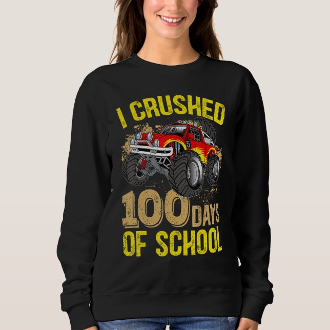 Sudadera Kids I Crushed 100 Days Of School Boys Monster Tru (Anverso)