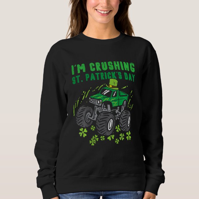Sudadera Kids Im Crushing St Patricks Day Monster Truck Boy (Anverso)
