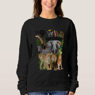 Sudadera Kids It's My 9th Wild Birthday Safari Animals Zoo