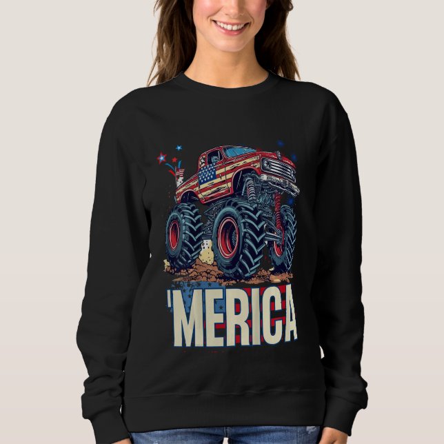 Sudadera Kids Kid Monster Truck Merica Patriotic American F (Anverso)