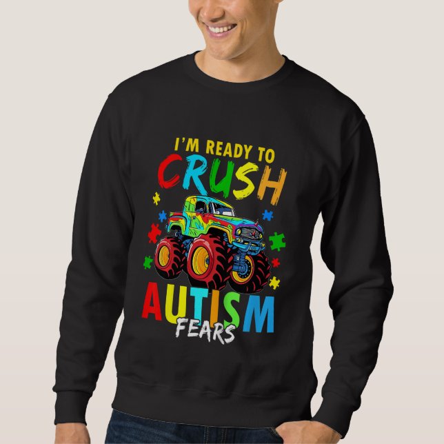 Sudadera Kids Kids Monster Truck Autism Awareness Tee Mom S (Anverso)