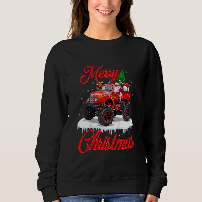 Sudadera Kids Monster Truck Lights Xmas Tree Santa Monster  (Anverso)