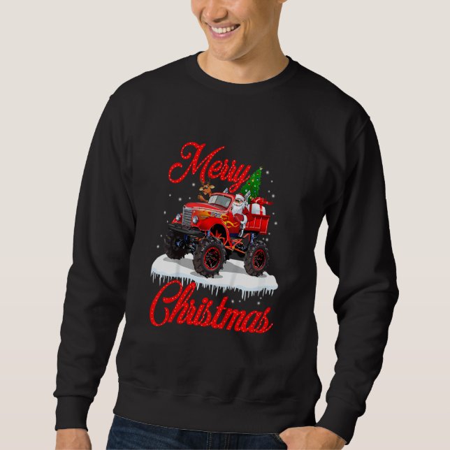 Sudadera Kids Monster Truck Lights Xmas Tree Santa Monster  (Anverso)