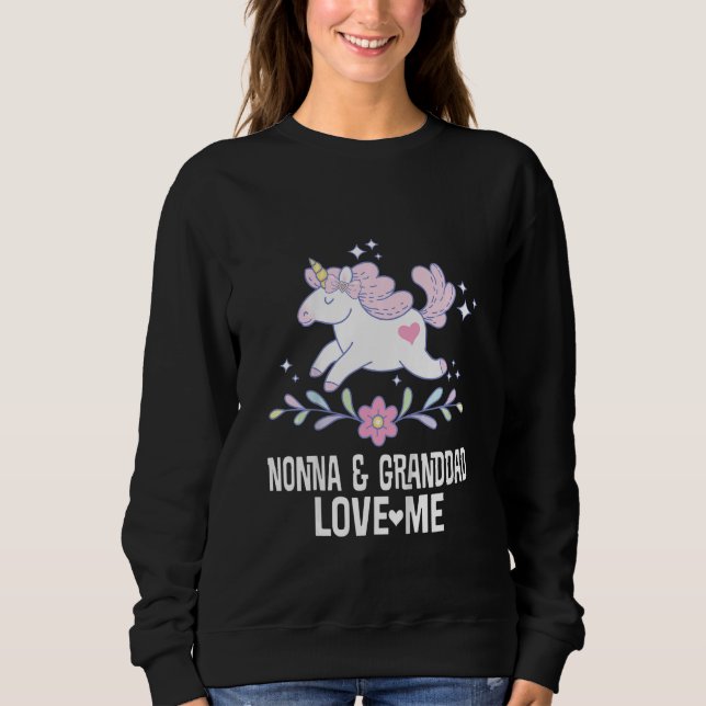 Sudadera Kids Nonna and Granddad Love Me Grandchild Unicorn (Anverso)