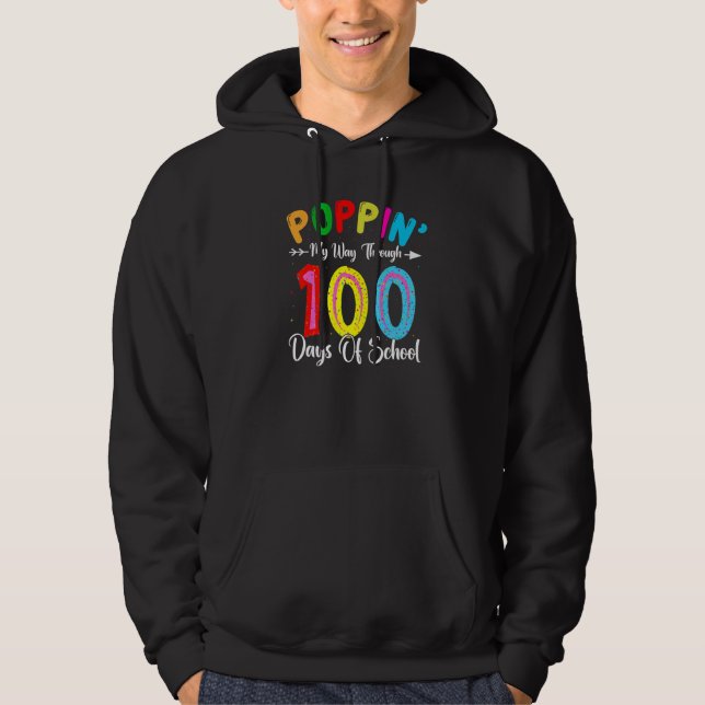 Sudadera Kids Poppin My Way Through Happy 100 Days of Schoo (Anverso)