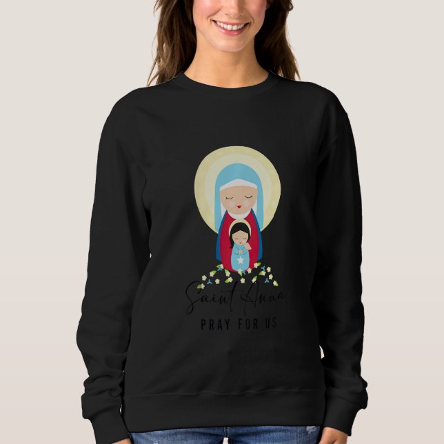 Sudadera Kids Saint Anne Pray For Us Catholic Baby Boy Bapt (Anverso)
