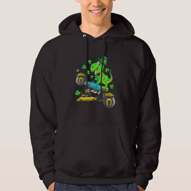 Sudadera Kids St Patricks Day Monster Truck Dinosaur For Bo (Anverso)