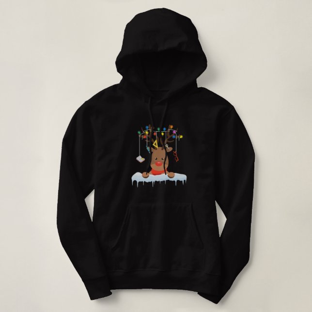Sudadera Kids Teacher Student Reindeer Crew Christmas Light (Diseño del anverso)