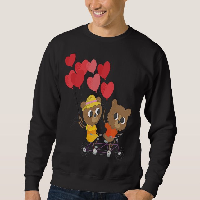 Sudadera Kids Valentines Day teddy bears on a bicycle (Anverso)