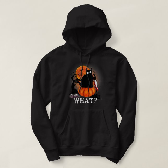 Sudadera Killer Halloween Scary Moon Black Cat With Knife P (Diseño del anverso)
