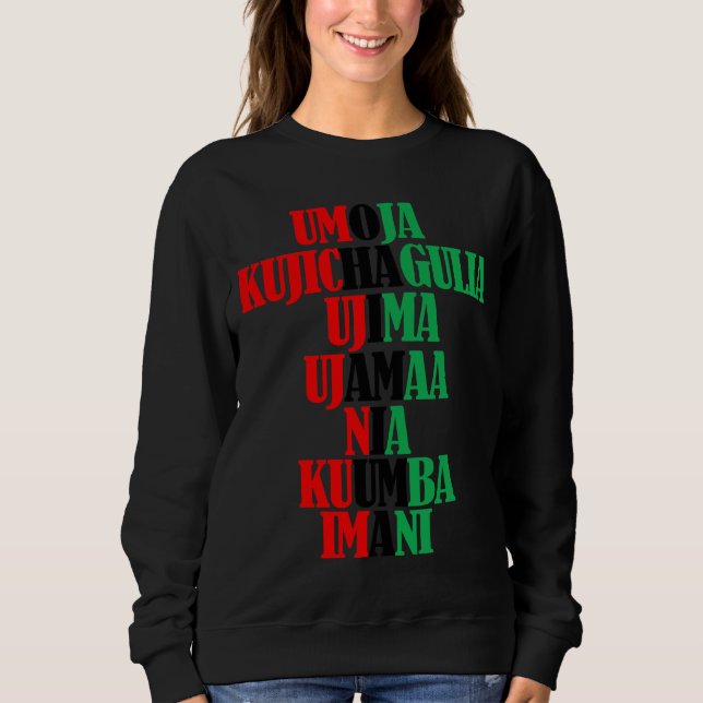 Sudadera Kinara Colores Textos Siete principios de Kwanzaa (Anverso)