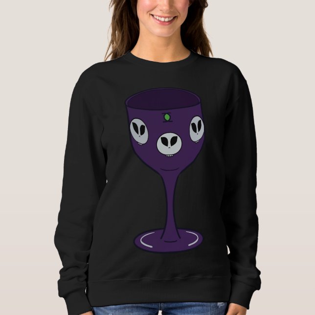 Sudadera Kinda Gótico Skull Wine Goblet Deep Purple (Anverso)