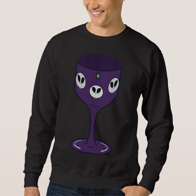 Sudadera Kinda Gótico Skull Wine Goblet Deep Purple (Anverso)