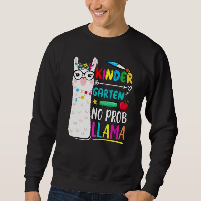 Sudadera Kindergarten No Prob Llama Teacher 100 Days Of Sch (Anverso)