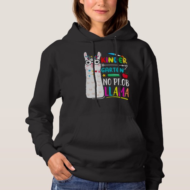 Sudadera Kindergarten No Prob Llama Teacher Back To School  (Anverso)