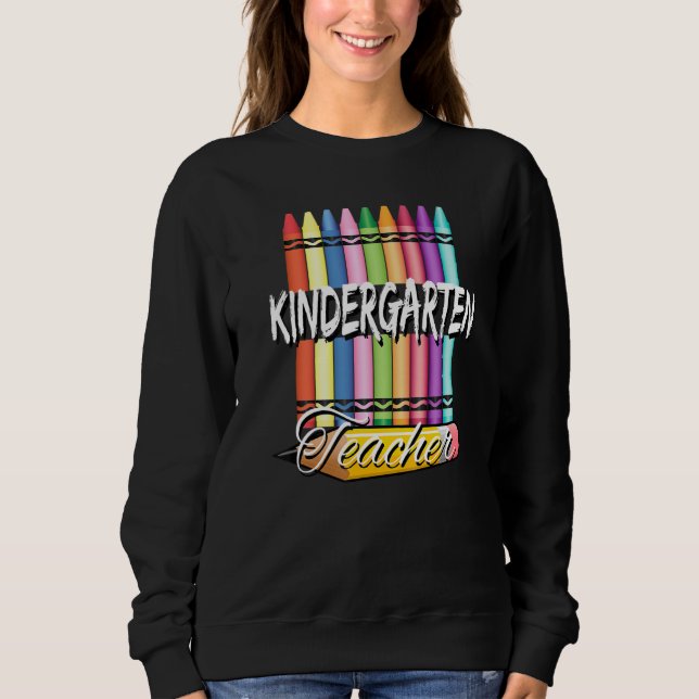 Sudadera Kindergarten Teacher Colorful Crayons Pencil (Anverso)