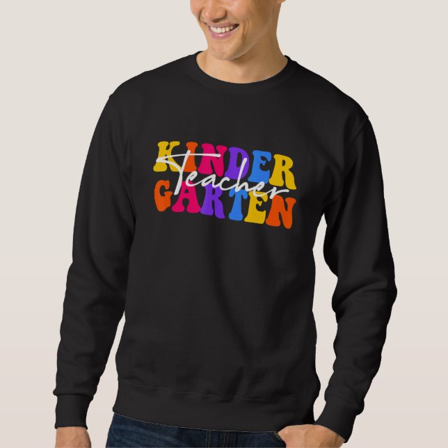 Sudadera Kindergarten Teacher Groovy Happy First Day Of Sch (Anverso)