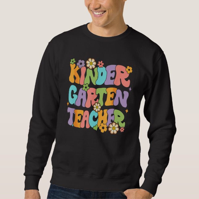 Sudadera Kindergarten Teacher Team Kinder Groovy Retro Back (Anverso)