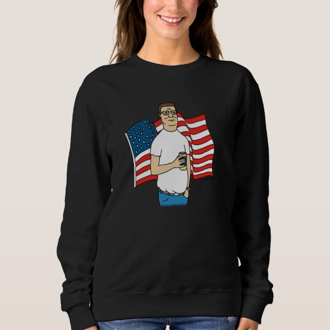 Sudadera King of the Hill Hank Hill and American Flag Carto (Anverso)