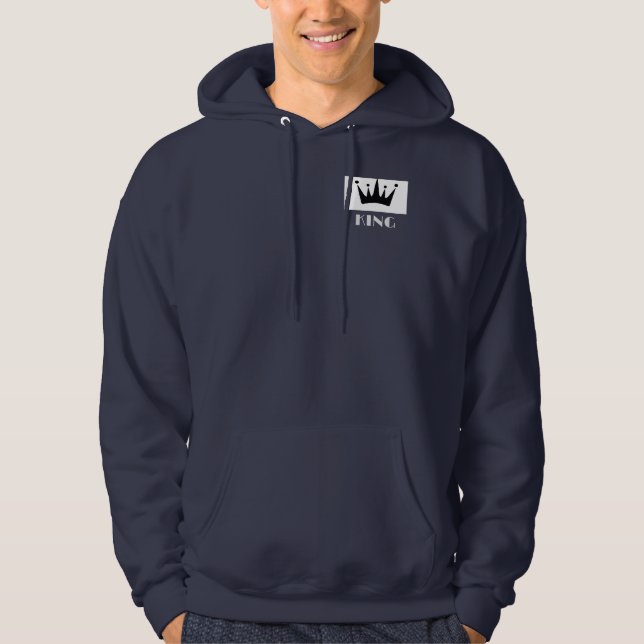 Sudadera King Personalizado Texto Corona imagen Navy sudade (Anverso)